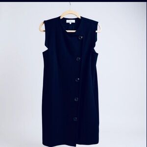 Elegant Navy  Button-Down Midi Dress